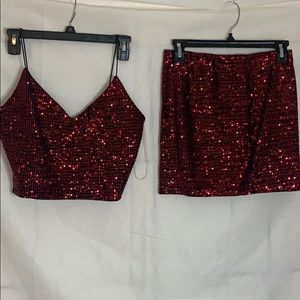 red sequined 2piece
